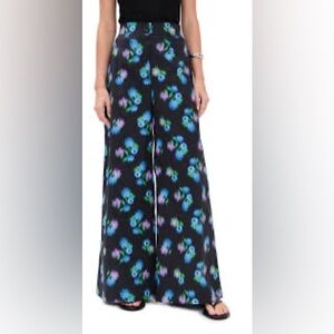 Elegant Black Floral Wide-Leg Pants